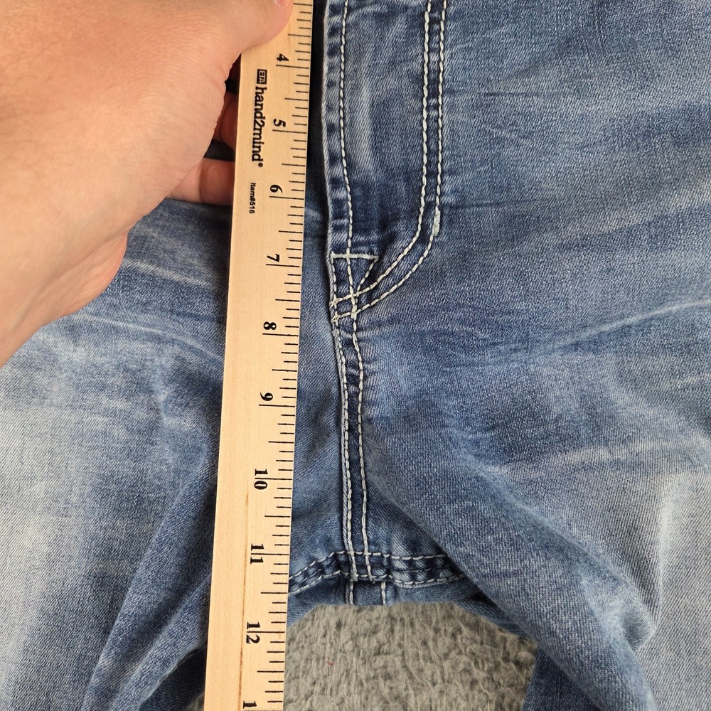 Salvage Anarchy Buckle Jeans Mens 40R (42x31) Blue Relaxed Straight Distressed - Picture 5 of 13